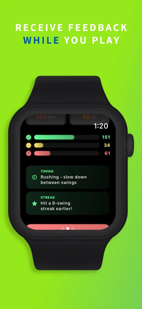 PickleWatch swing grades and coaching tips on Apple Watch